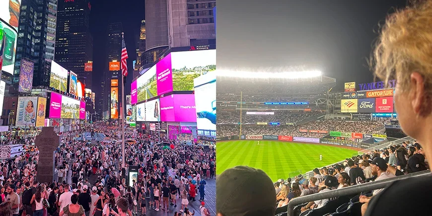 Bianca på en baseballmatch med New York Yankees