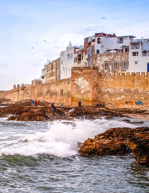 Solnedgång över Essaouira vid Marockos kust.