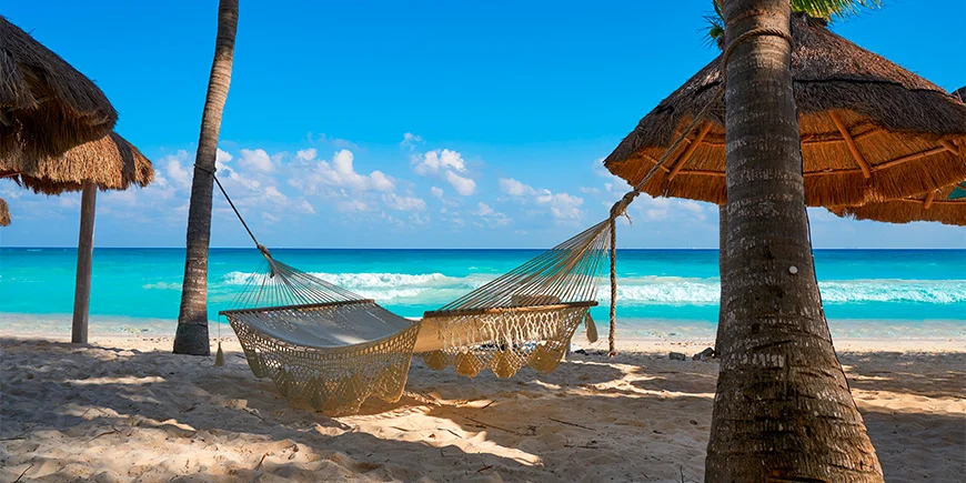 Hängmatta på Playa del Carmen i Mexiko.
