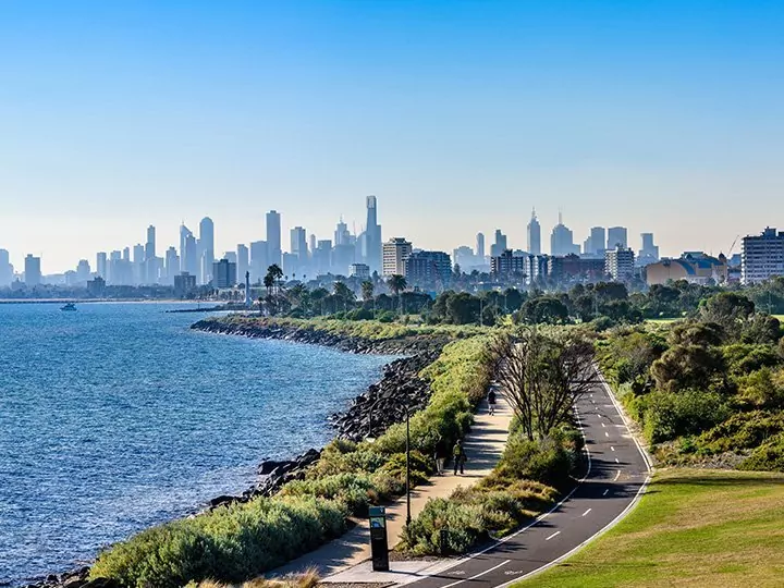 Australiens kust från Brisbane till Sydney och Melbourne