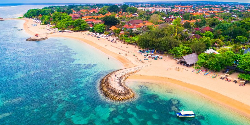 Flygfoto över Sanur Beach