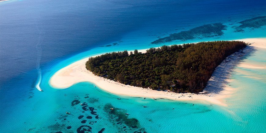 Översikt från Mnemba Island på Zanzibar