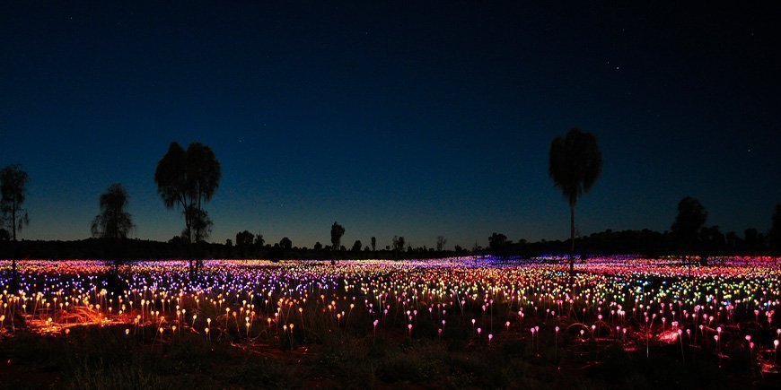 Field of light vid Uluru i Australien
