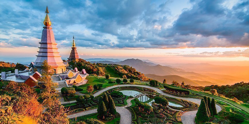 Pagod i Doi Inthanon nationalpark i Chiang Mai, Thailand