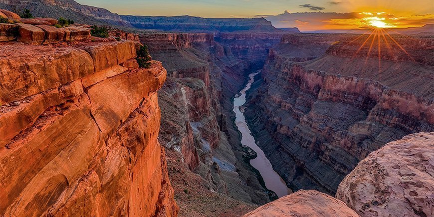 Soluppgång vid South Rim, Grand Canyon, USA