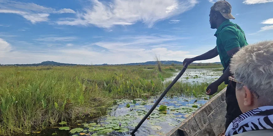 På båtsafari på jakt efter träskonäbben